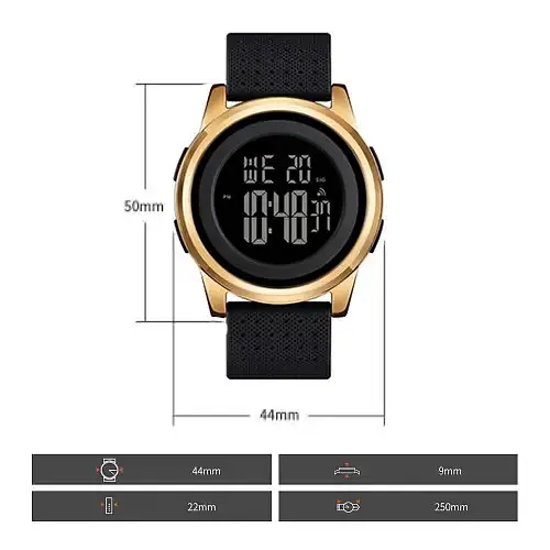 Чоловічий спортивний наручний годинник Skmei 1502 Золотистий - фото 2