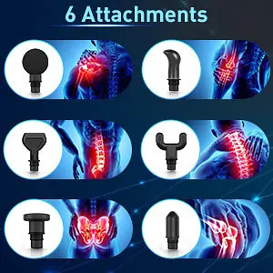 Массажный пистолет для мышц TYIAUS 30 скоростей 6 головок - фото 7