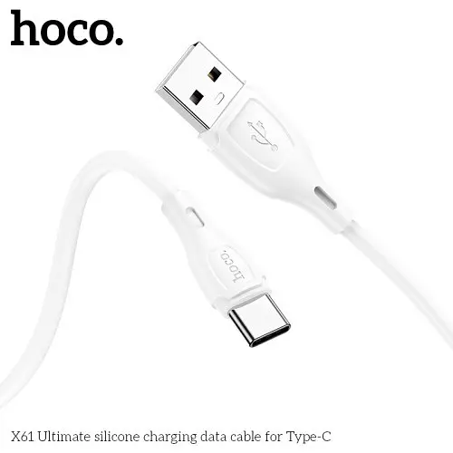 Кабель Hoco X61 Ultimate Silicone for Type-C 2,4A/1 м білий - фото 1