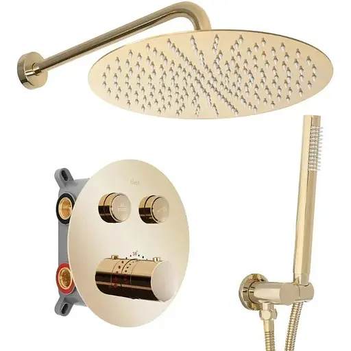 Душова система Rea Lungo gold з термостатом + BOX прихованого монтажу REA-P8550, Золотий - фото 1