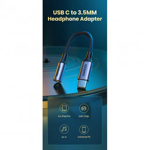 Адаптер Ugreen AV161 USB-C3.5 мм M/F Aluminum shell (80154) - фото 3