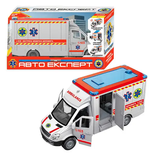 Машинка TK 97569 Авто Експерт "Скорая помощь" инерция, звук, подсветка, откр. двери и крыша, в коробке (6945717415348) - фото 2