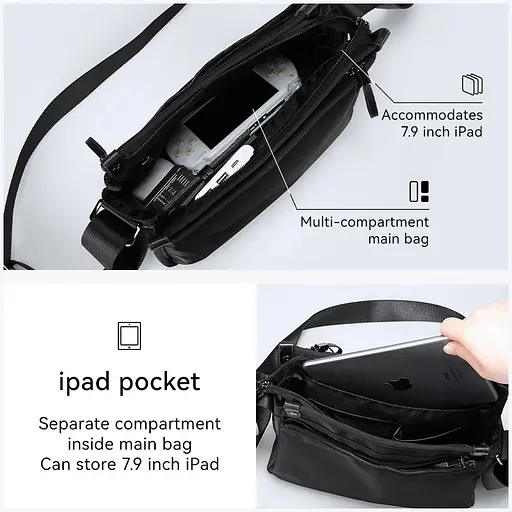 Сумка через плечо Mark Ryden MR422 с отделом под планшет 7.9 дюймов (Черный) - фото 6