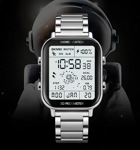 Чоловічий наручний годинник Skmei 1888 asponaut фітнес трекер (Сріблясті) - фото 5
