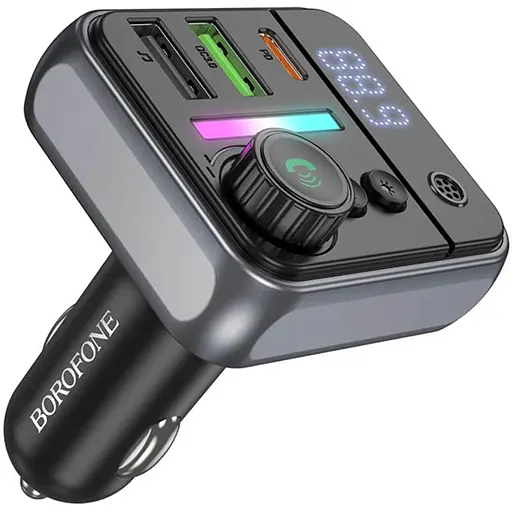 АЗП FM модулятор Borofone BC50 Ascenso PD20W+QC3.0 18W (2USB-A/1C) Black - фото 3