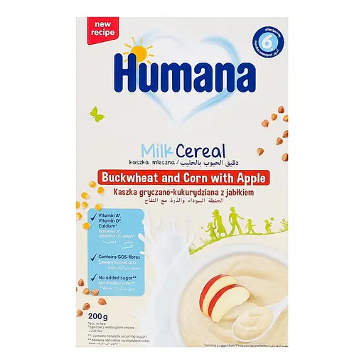 Каша гречано-кукурудзяна Humana молочна з яблуком 200 г