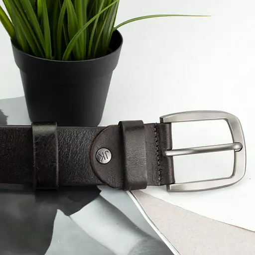 Ремінь чоловічий шкіряний JK-4520 (125 см) широкий коричневий - фото 6