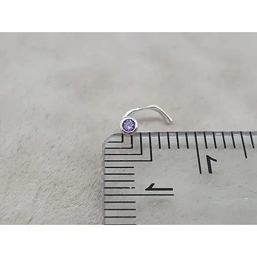 Серебряная серьга-пирсинг в нос. 1024.2С Фиолетовый - фото 5