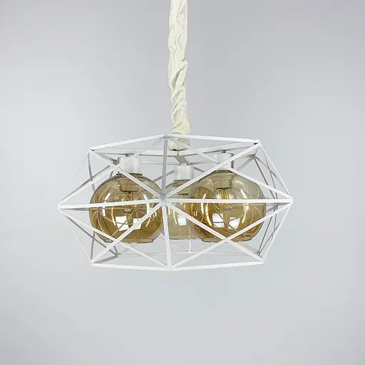 Люстра в білому корпусі з плафонами янтар або графіт Line.F Колір плафона Янтарний - фото 4