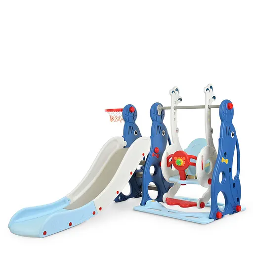 Дитяча гірка-гойдалка BAMBI WM19020-4 з баскетбольним кільцем, ш147-г178-в107,5см, синя - фото 2