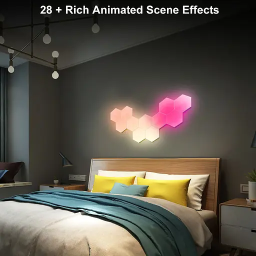 Модульный настінний світильник LED RGB 5V соты SAL-011B 6pcs Bluetooth USB with app White - фото 3