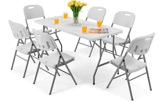 Набор садовой мебели SpringFun стол складной 180см + 6 стульев для банкета 6 человек Белый - фото 2