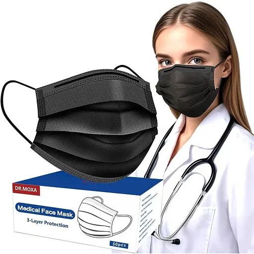 Одноразові медичні маски для обличчя 50 шт. тришарові для дорослих та підлітків