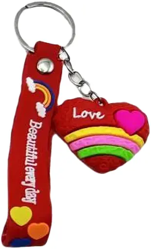 Брелок силиконовый с хлястиком Сердце-Love 4.5 см (в ассортименте)