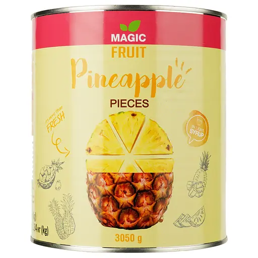 Уцінка. Ананас Magic Fruit шматочки в легкому сиропі, 3.035 кг (830447)  - фото 1
