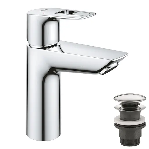 Смеситель для умывальника M-Size + нажимной донный клапан Grohe BauLoop New 23886001 Хром - фото 1