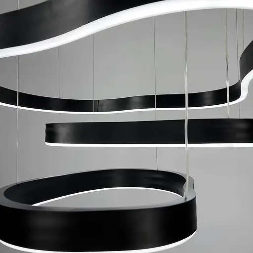 Необычная и эффектная люстра на 3 яруса 60+49+40 см в черном корпусе Ст. PCL004-800*600*400 BK | Line F - фото 5