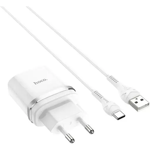 Сетевое зарядное устройство с кабелем Hoco C12Q Smart QC3. 0 charger set(Type-C) 18W белый - фото 1
