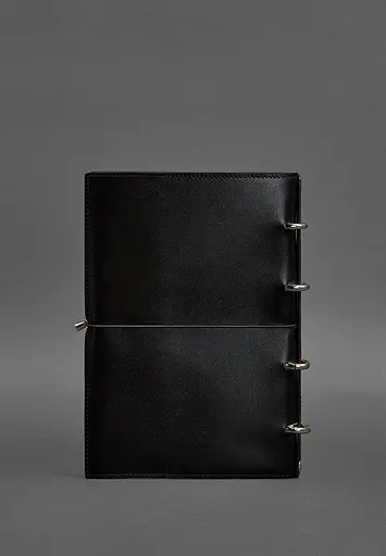 Шкіряний блокнот А4 на кільцях (софт-бук) 9.0 в м'якій обкладинці чорний глянець - фото 6
