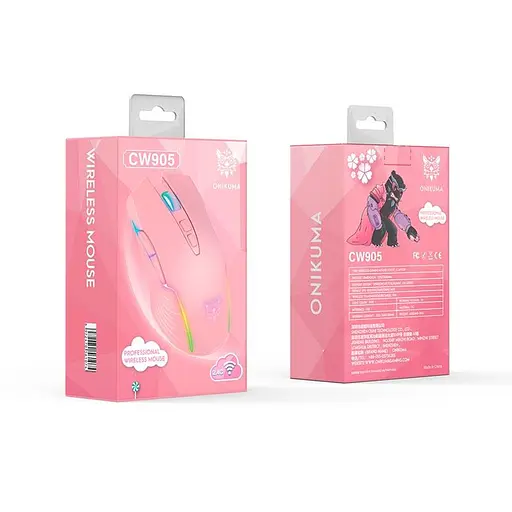 Миша Onikuma Gaming wireless CW905 RGB рожева - фото 2