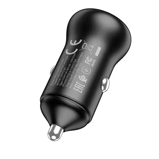 Адаптер автомобильный HOCO Smooth road car charger NZ5 самое зарядное черное - фото 4