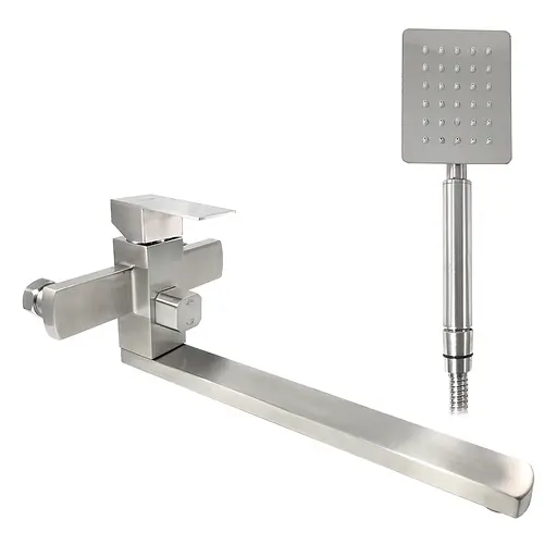 Смеситель для ванны длинный гусак гайка Ø35 Frap 1/8 F22802 (H802) Нержавеющая сталь - фото 1