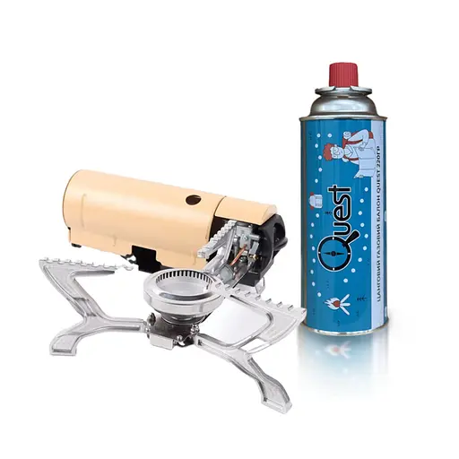 Набір газовий пальник BRS-99 + газовий балон Quest 220 г цанговий бутановий