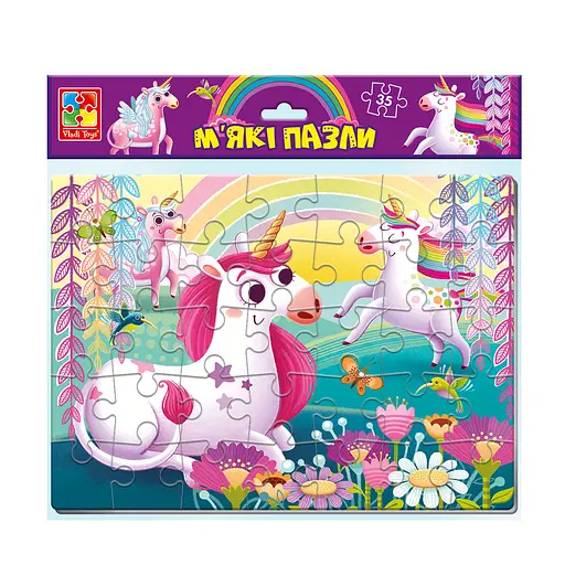 Пазлы мягкие Единороги, 35 элементов, А4 (укр)