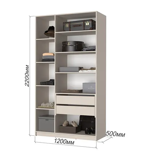 Шафа 3-дверна MebelStar Оскар Gloss BL-B, блок шухляд+полиці 120x52x220 см Дуб рістрето/Латте (MBS-5209) - фото 3