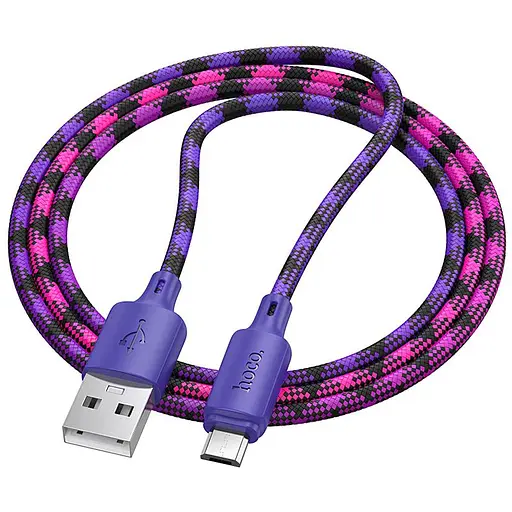 Дата кабель Hoco X116 Meridian USB to MicroUSB 2.4A (1m) Gradient Purple Mix - фото 2