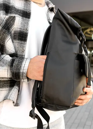 Чоловічий рюкзак Sambag RollTop Milton чорний 41 х 30 х 16 см (24251001m) - фото 5