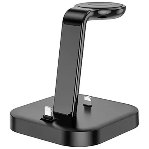 Заряджання бездротове — підставка HOCO CW43 Graceful 3-in-1 charger чорна - фото 1