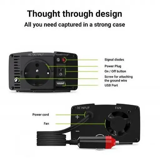 Перетворювач DC-AC Green Cell INV06 12/220В 150/300W - фото 5