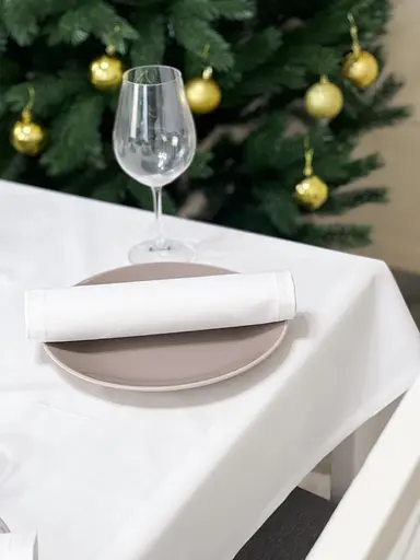 Водовідштовхувальна скатертина новорічна Білий однотон 300х140 см (+ 6 серветки 30х40) - фото 8