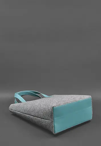 Фетрова жіноча сумка Шоппер D.D. з шкіряними бірюзовими вставками - фото 4