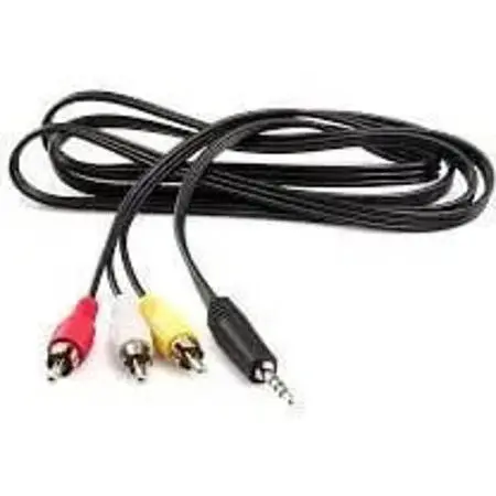 Кабель штекер 3.5 мм 4C 3 штекера RCA тюльпаны 1.8 м черный - фото 1