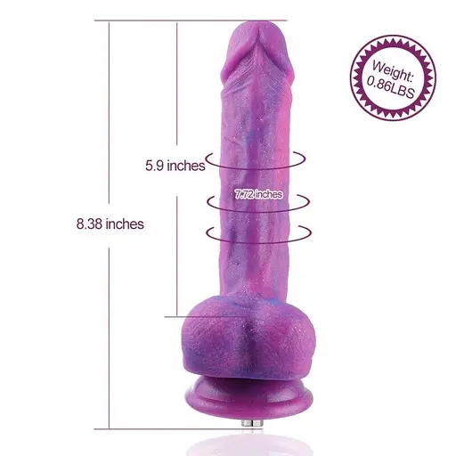 Фалоімітатор 8.2″ з вібрацією для секс-машин Hismith Purple Silicone Dildo with Vibe, KlicLok - фото 3