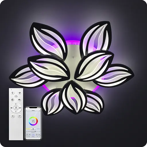 Люстра светодиодная 517 Light 3color с пультом 180Вт Черный (01454) - фото 6