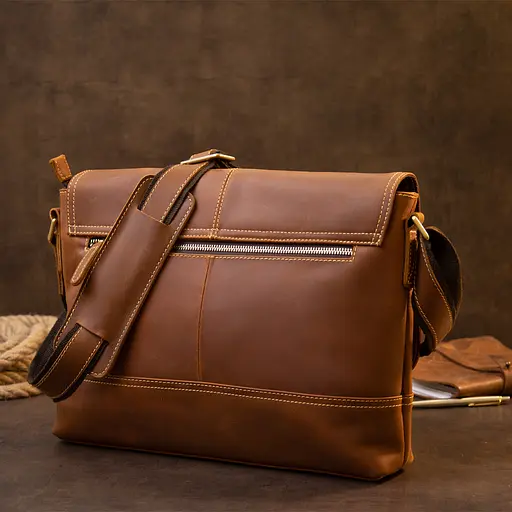 Чоловіча шкіряна сумка Vintage 37,5х27х5,5 см sum0013947 - фото 7