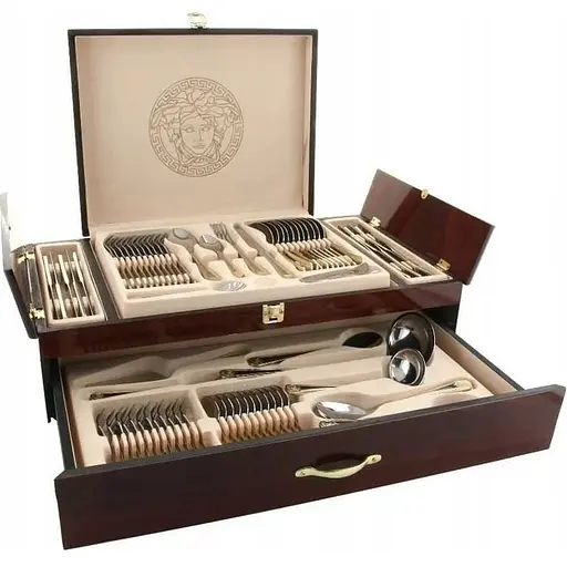 Набор столовых приборов Versace 72 EL LV-9721 на 12 персон в подарочном чемодане 72 предмета - фото 1