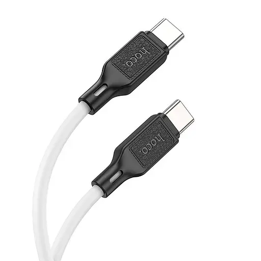 Кабель силіконовий Hoco Type-C to Type-C Cool silicone charging data cable X90, 1 м 60 W білий - фото 1