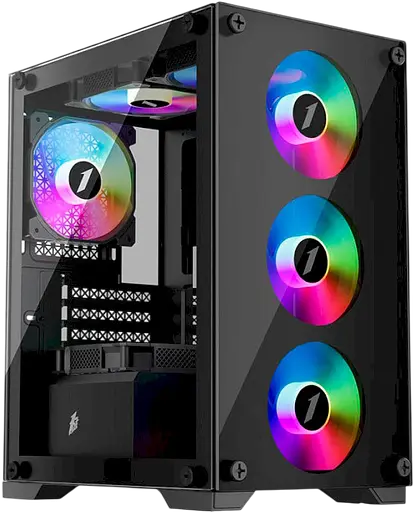 Корпус 1stPlayer X2-M-BK-4F1 FRGB Black - фото 1