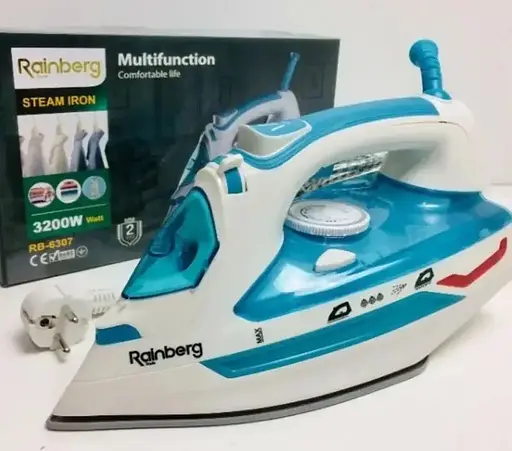Гладильный паровой утюг Rainberg RB-6307 с керамическим покрытием подошвы 3200Вт Голубой с белым - фото 6