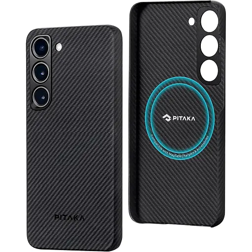 Оригинальный противоударный чехол для Samsung Galaxy S23 Plus (6.6") Pitaka MagEZ MagSafe Case 3 Twill Black/Grey - фото 1