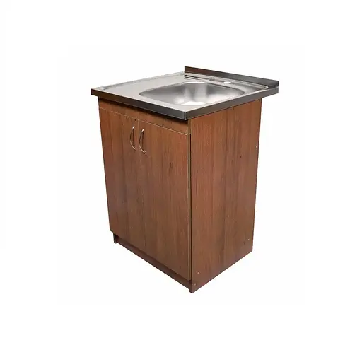 Тумба з накладною мийкою в комплекті для кухні ЛДСП 60х60х83 см Горіх (52867-01132) - фото 3