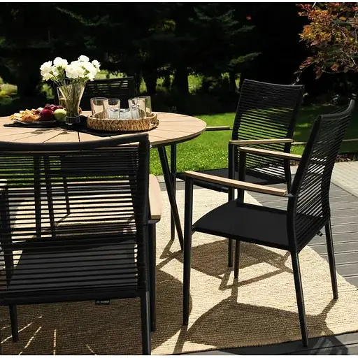 Комплект садовой мебели Di Volio Acona 6+1 черный/бежевый - фото 7