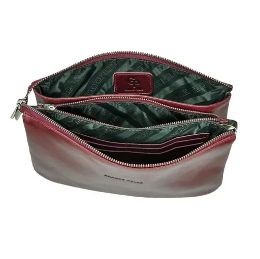 Женский клатч Grande Pelle с ремешком через плечо вишня acs0032213 - фото 2