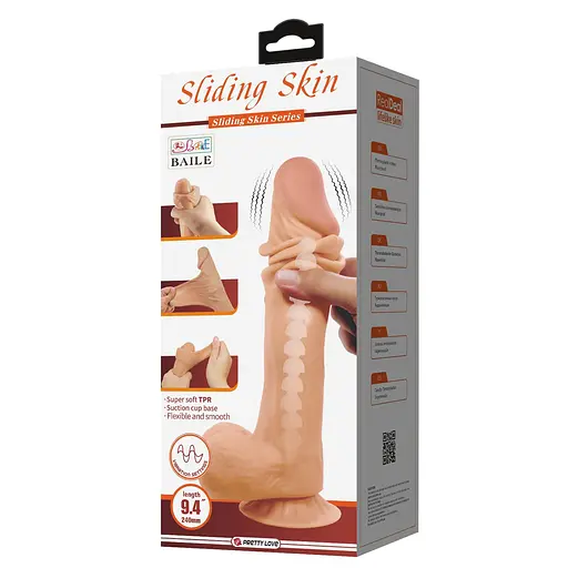 Вібратор Baile Sliding Skin Sadik 9.4'' 24 см тілесний - фото 12
