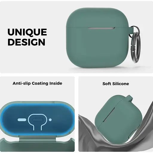 Чехол AhaStyle Colorful Silicone Case для AirPods 4 Midnight Green [133814] - фото 3
