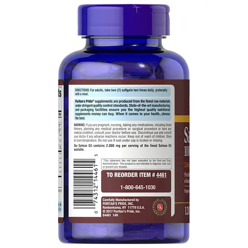 Жирные кислоты Puritan's Pride Salmon Oil 1000 mg, 120 капсул - фото 3